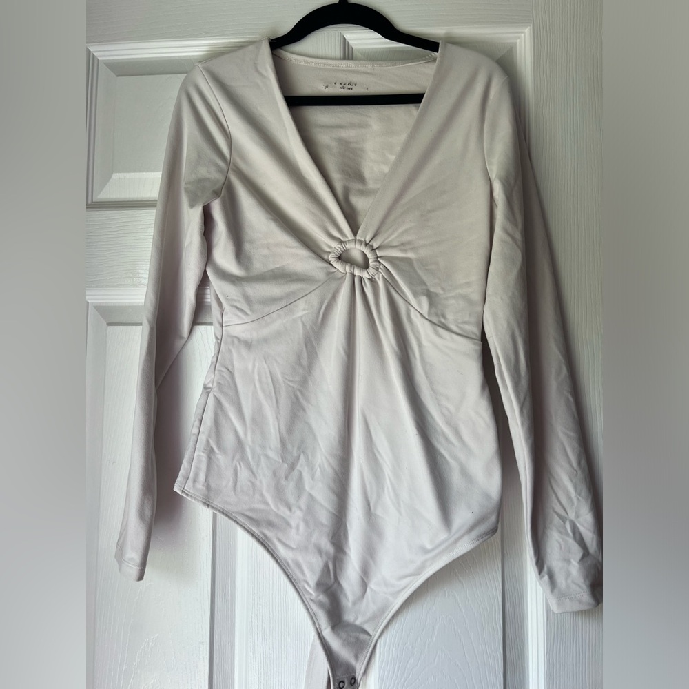Abercrombie and Fitch White V Neck Bodysuit